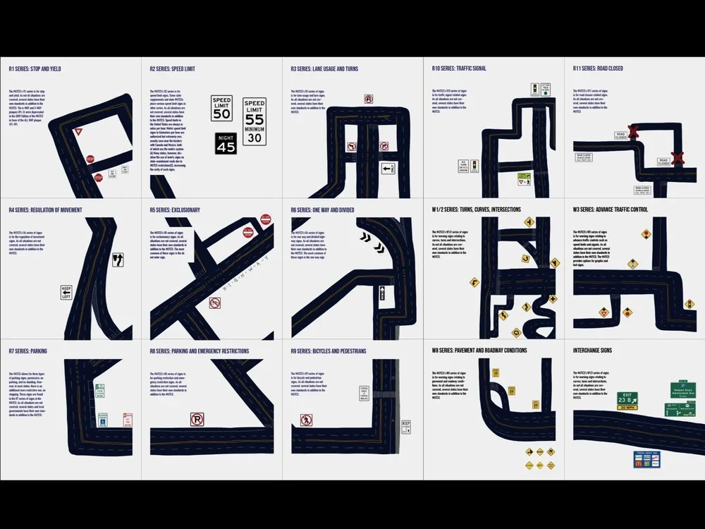 Make It Stand Out — traffic-themed type/illustration grid
